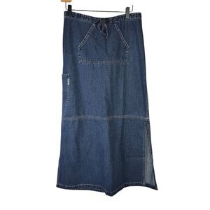 Vintage Brody Denim Cargo Maxi Skirt Side Slits Size 7 100% Cotton